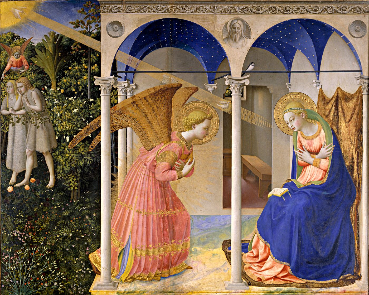 Fra Angelico, The Annunciation, c. 1426. Tempera on panel. Prado Museum, Madrid. Public domain.