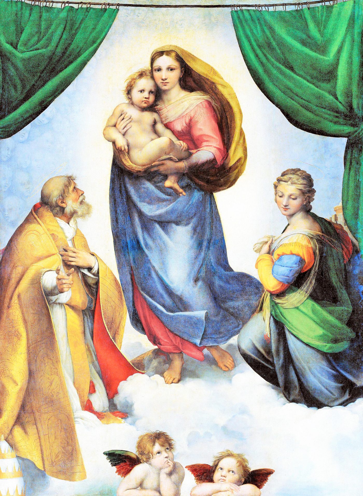 Raphael, Sistine Madonna (Madonna di San Sisto), 1512. Oil on canvas. Gemaldegalerie Alte Meister, Dresden. Public domain.