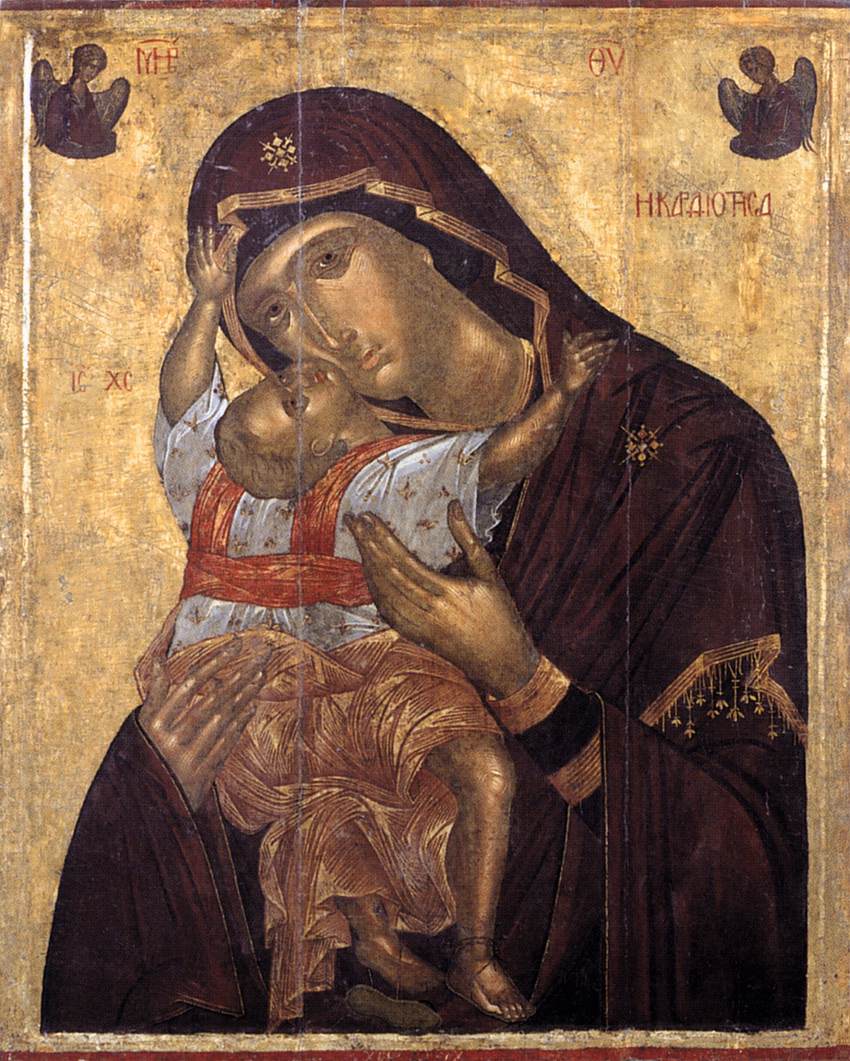 The Virgin Kardiotissa by Angelos Akotantos, Crete, fifteenth century. Tempera on panel. Public domain.