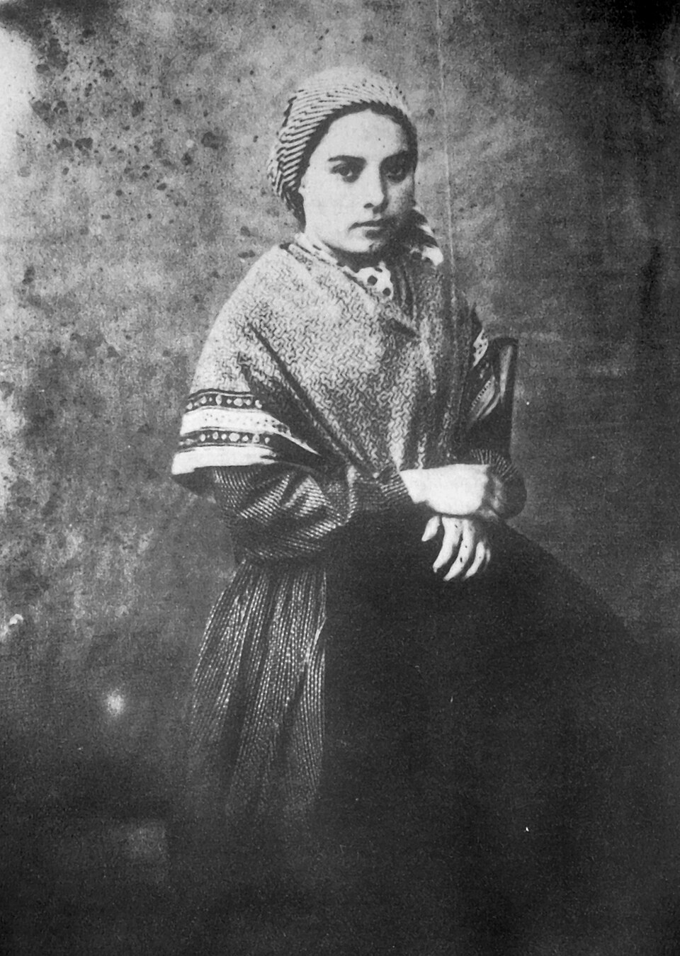 Bernadette Soubirous, 1861, photograph by Bernadou. She was seventeen years old.